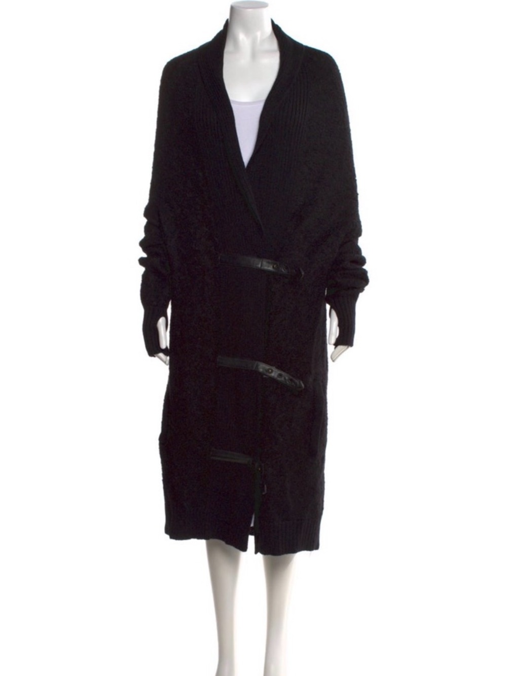 Nicholas K Kota Belted Alpaca Cardigan Sweater Black Size Large NWT
